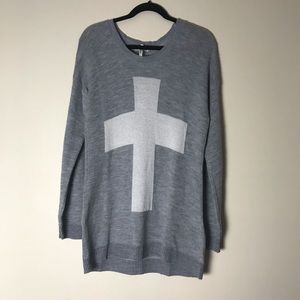 Kirra gray and white cross sweater